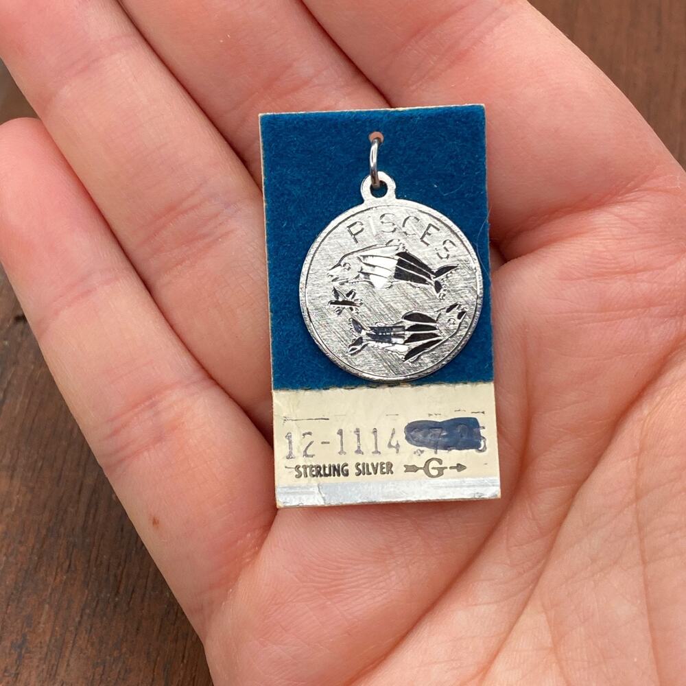 Vintage Griffith 925 Sterling Silver "Pisces" Zodiac Pendant Bracelet Charm